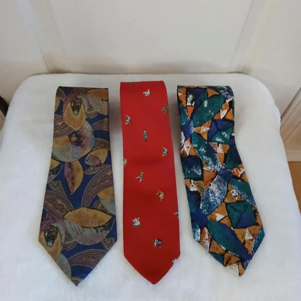 Lot of 3 Vintage Nordstrom Silk Neck Ties Hand Swen Italy MBP Robert Talbot